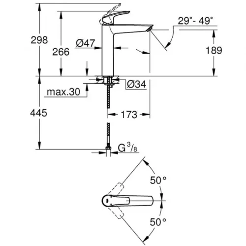 Grohe Eurosmart XL magasított mosdócsaptelep leeresztő nélkül GR-23971003
