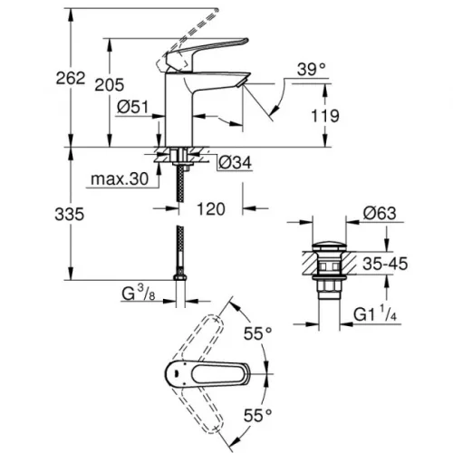 Grohe Eurosmart M mosdócsaptelep ClickClack GR-23981003