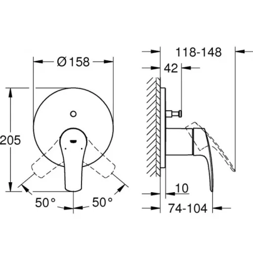 Grohe Eurosmart kád és zuhanycsaptelep süllyesztett GR-24043003