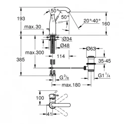 Grohe Essence S automata mosdó csaptelep kép