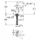 Grohe Essence L mosdó csaptelep fantom fekete GR-24177KF1