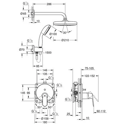 Grohe Eurosmart Cosmopolitan zuhanyrendszer komplett GR-25219001