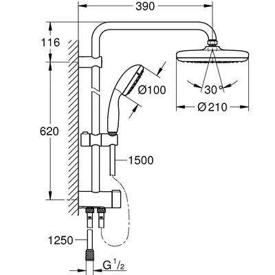 Grohe Tempesta System 210 zuhanyszett fejzuhannyal GR-26381001