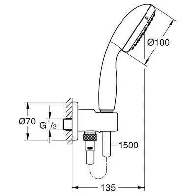 Grohe Tempesta 100 zuhanyszett tartóval GR-26406001