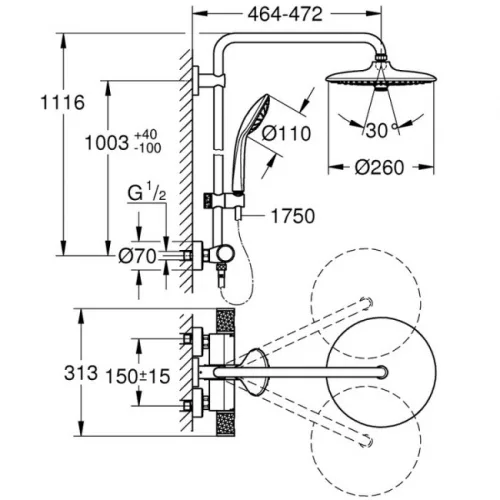 Grohe Euphoria 260 zuhanyrendszer termosztátos komplettGR-27296003 kép
