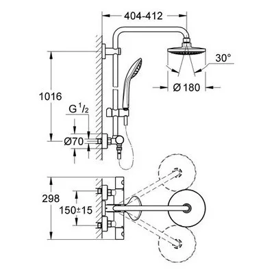 Grohe Euphoria falra szerelhető termosztátos zuhanyrendszer 390 mm karral (27420001)