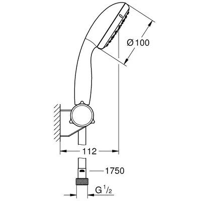 Grohe Tempesta 100 2S zuhanyszett tartóval GR-2760110E