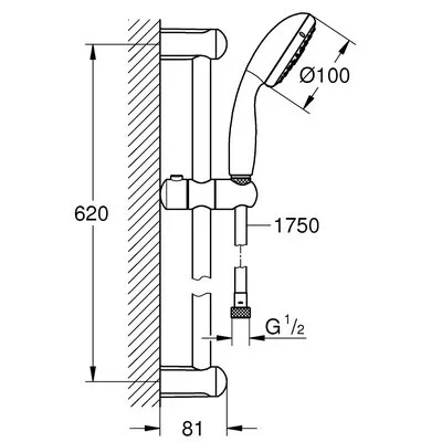 Grohe Tempesta 100 3S zuhanyszett 60 cm rúddal GR-27644001