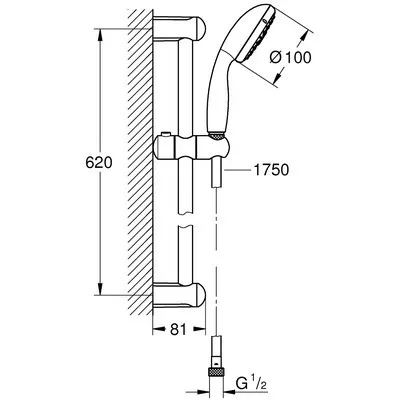 Grohe Tempesta 100 4S ECO zuhanyszett 60 cm rúddal GR-27645001