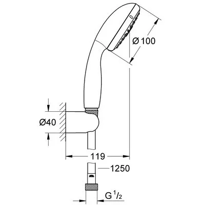 Grohe Tempesta 100 2S zuhanyszett tartóval GR-27799001