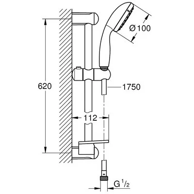 Grohe Tempesta 100 zuhanyszett 60 cm rúddal polccal GR-27926001