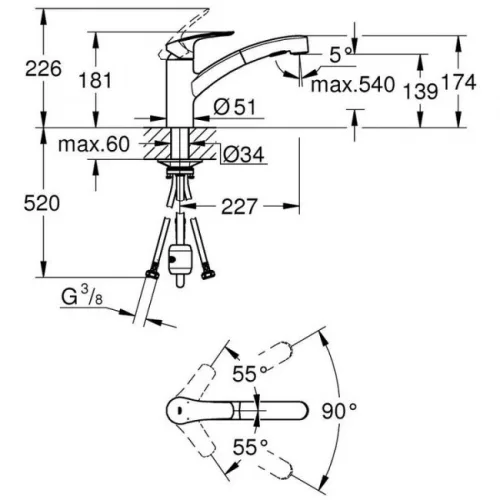 Grohe Eurosmart zuhanyfejes mosogatócsap króm GR-30305001