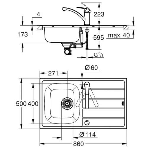 Grohe Eurosmart csepegtetős mosogató szett króm GR-31565SD1
