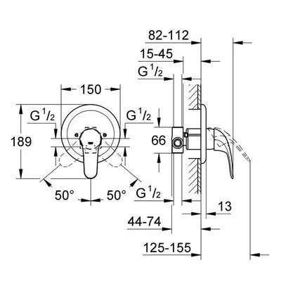 Grohe Euroeco süllyesztett zuhanycsaptelep egykaros króm (32742000)