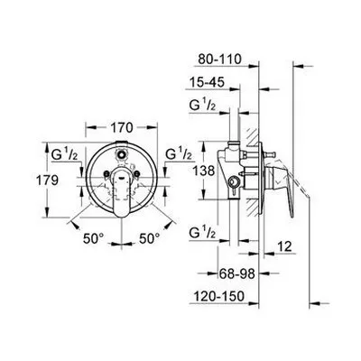 Grohe Eurosmart Cosmopolitan egykaros süllyesztett kád csaptelep (32879000)