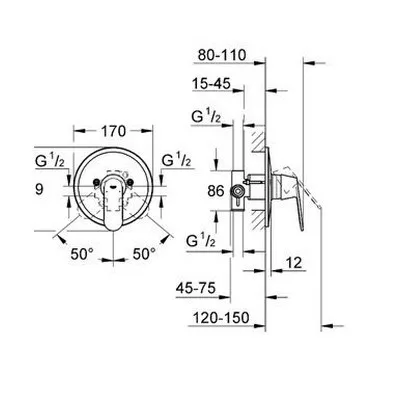 Grohe Eurosmart Cosmopolitan egykaros süllyesztett zuhany csaptelep (32880000)