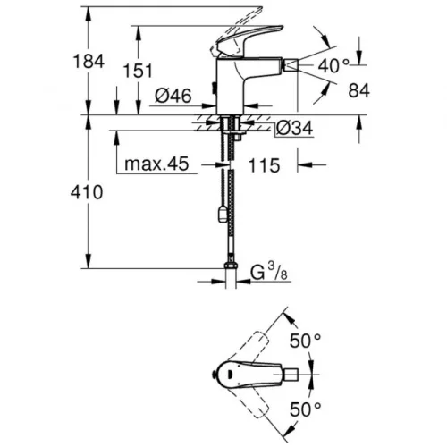 Grohe Eurosmart S bidécsaptelep lánctartós GR-32927003