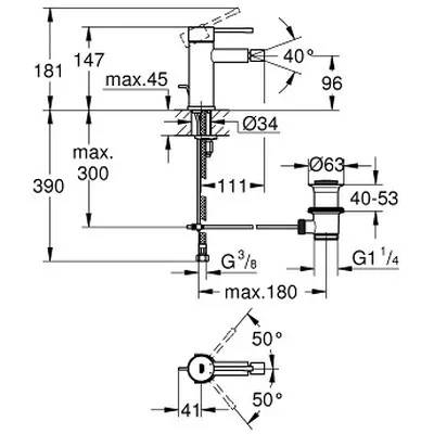 Grohe Essence S bidé csaptelep automata leeresztővel (32935001)