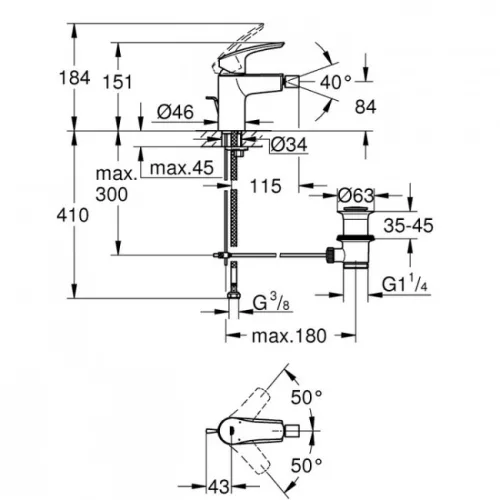 Grohe Eurosmart S automata mosdó csaptelep matt fekete GR-332652433 kép