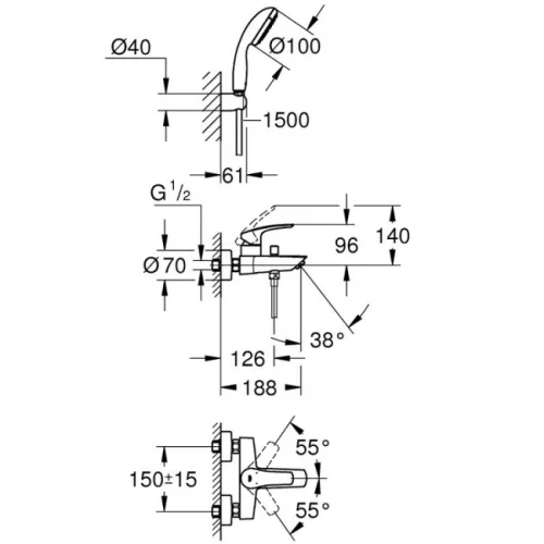 Grohe Eurosmart kád és zuhany csaptelep zuhanyszettel GR-33302003