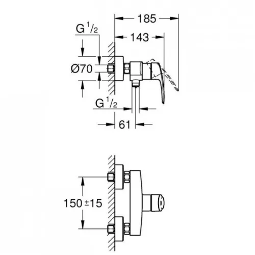 Grohe Eurosmart zuhany csaptelep matt fekete GR-335552433