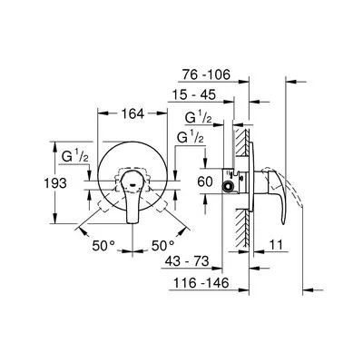 Grohe Eurosmart süllyesztett zuhany csaptelep belső egységgel (33556002)