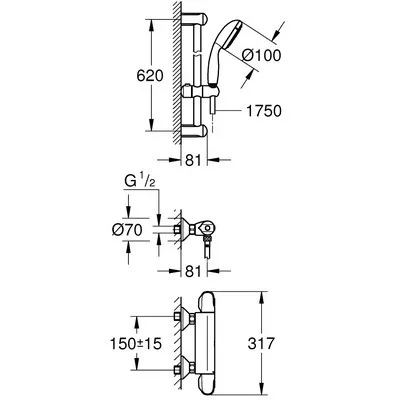 Grohe Grohtherm 1000 termosztátos zuhanygarnitúra komplett GR-34151004