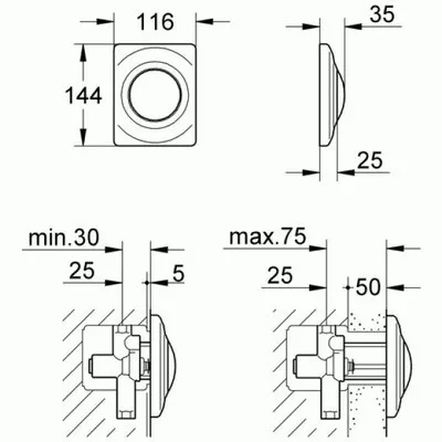 Grohe Surf vizelde nyomólap króm (37018000)