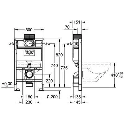 Grohe Rapid SL fali WC tartály beépíthető 820 mm (38526000)