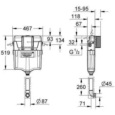 Grohe GD2 pneumatikus WC tartály (38661000)