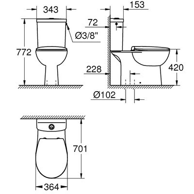 Grohe Bau Ceramic monoblokkos WC szett GR-39346000