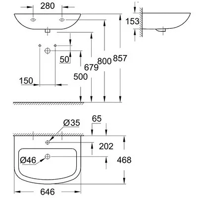 Grohe Bau Ceramic fali mosdó 65 cm GR-39420000
