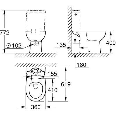 Grohe Bau Ceramic WC monoblokkhoz GR-39428000
