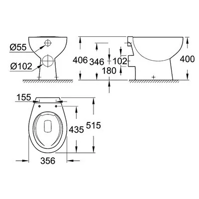 Grohe Bau Ceramic WC perem nélküli hátsó kifolyás GR-39430000