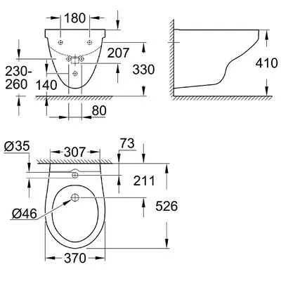 Grohe Bau Ceramic fali bidé GR-39433000