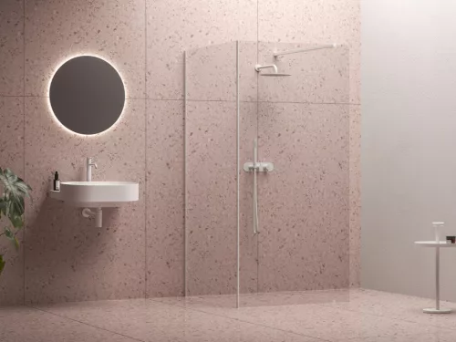 Ravak Walk-In Corner Szett 110x80, zuhanykabin matt fehér+transparent