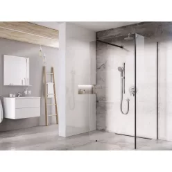   Ravak Walk-In Corner Szett 120x80, zuhanykabin fekete+transparent