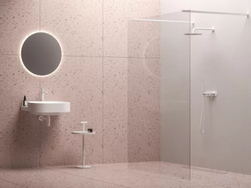 Ravak Walk-In Free Szett 120, zuhanykabin matt fehér+transparent