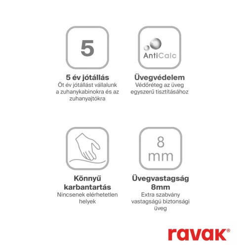 Ravak Walk-In Free Szett 120, zuhanykabin matt fehér+transparent