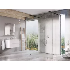 Ravak Walk-In Free Szett 140, zuhanykabin fekete+transparent