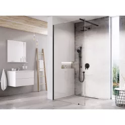 Ravak Walk-In Wall Szett 140, zuhanykabin fekete+transparent
