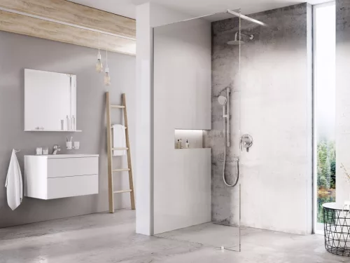 Ravak Walk-In Wall Szett 160, zuhanykabin krómhatású+transparent