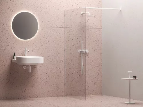 Ravak Walk-In Wall Szett 160, zuhanykabin matt fehér+transparent