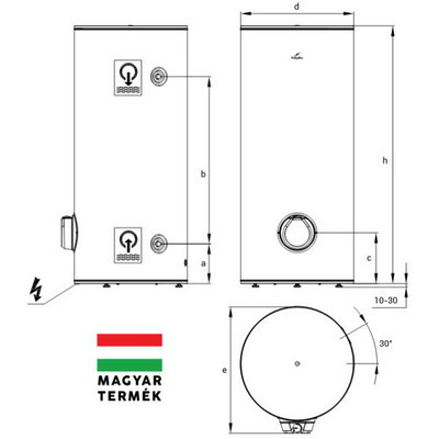 Hajdu Z300S ERP függőleges álló bojler méret táblázat