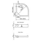 H2O Zénó íves zuhanytálca 800 mm slim akril (H2O-12311)