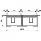 Laufen Base alsószekrény négy fiók 814968 mosdóhoz 126 cm fényes fehér H4025141102611 rajz2