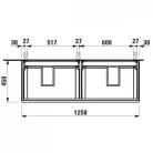 Laufen Pro S alsószekrény két fiók 814968 mosdóhoz 126 cm matt fehér H4835720964631rajz2