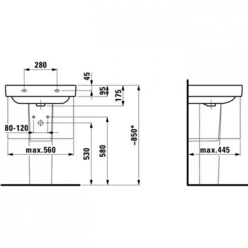 Laufen Pro S mosdó csaplyukkal 60x46,5 fehér H8109630001041