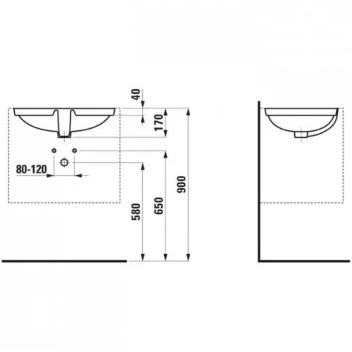 Laufen Pro S alulról építhető mosdó 55x38 fehér csiszolt H8119680001091 kép