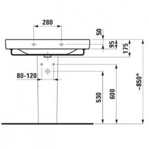 Laufen Pro S mosdó csaplyukkal 85x46,5 fehér H8139650001041